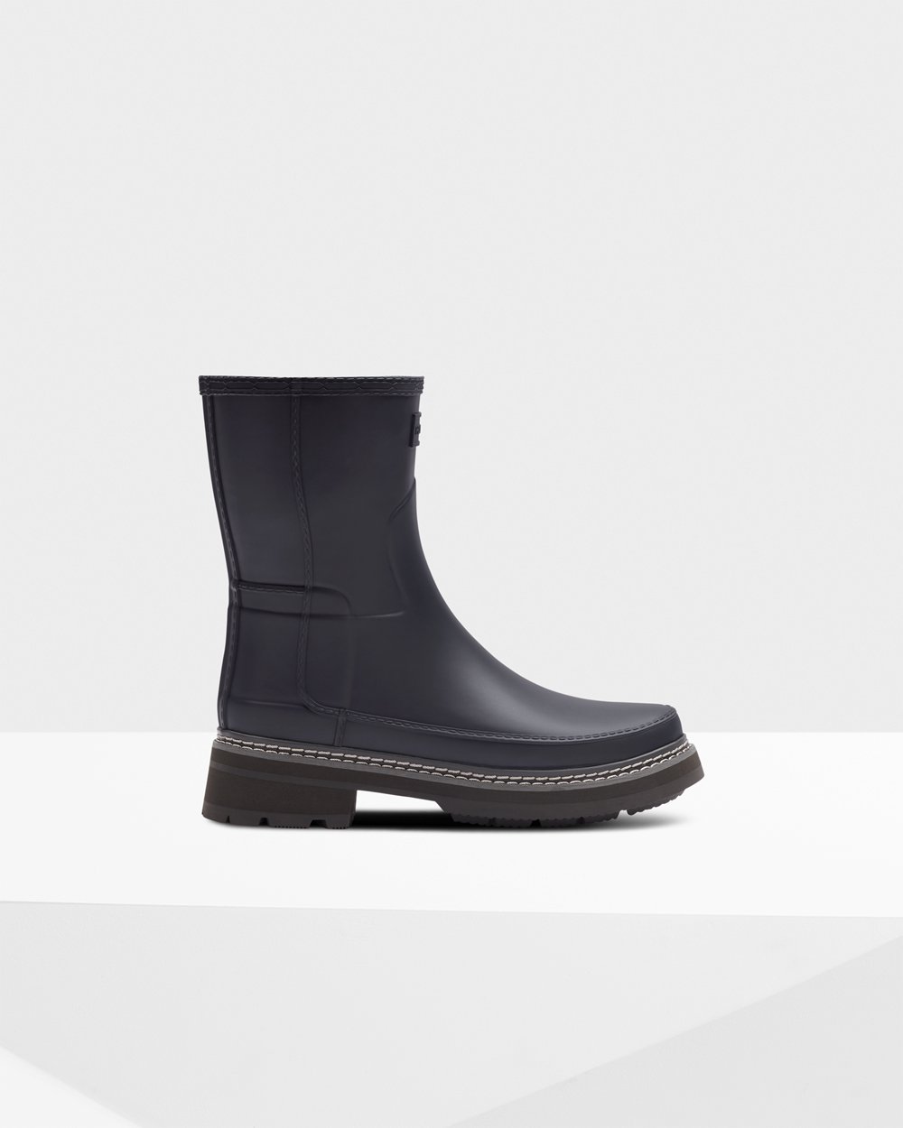 Womens Short Rain Boots - Hunter Refined Stitch Detail (27QVOSLGF) - Navy